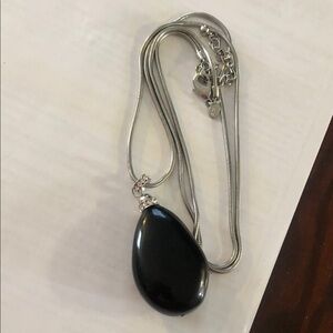 Chico's Black Teardrop Pendant Necklace